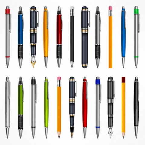 ボールペン、シャープペンシル、鉛筆、消しゴム